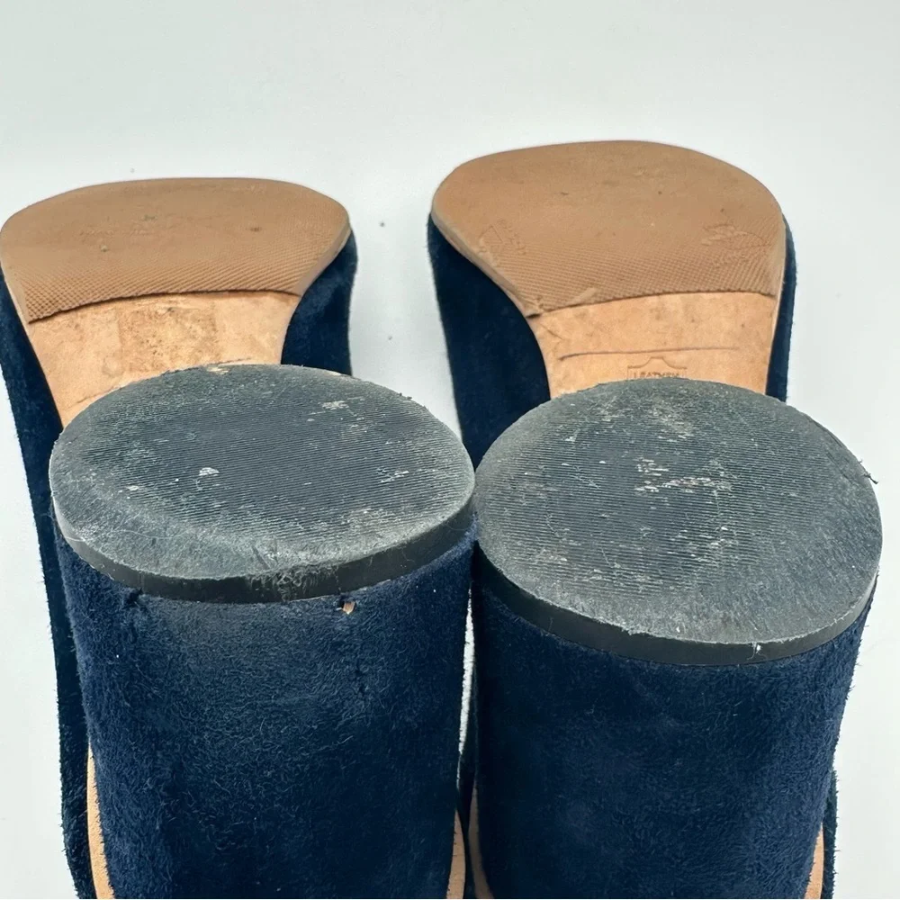 Tory Burch Therese Dark Blue Suede Block Heels
